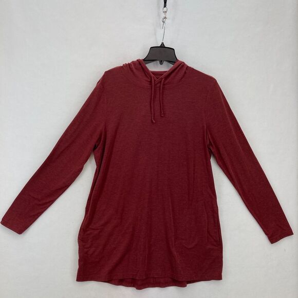 Duluth NoGa Hoodie Sweatshirt Women's Large‎ Red Wool Blend Lightweight Stretch - Picture 1 of 11